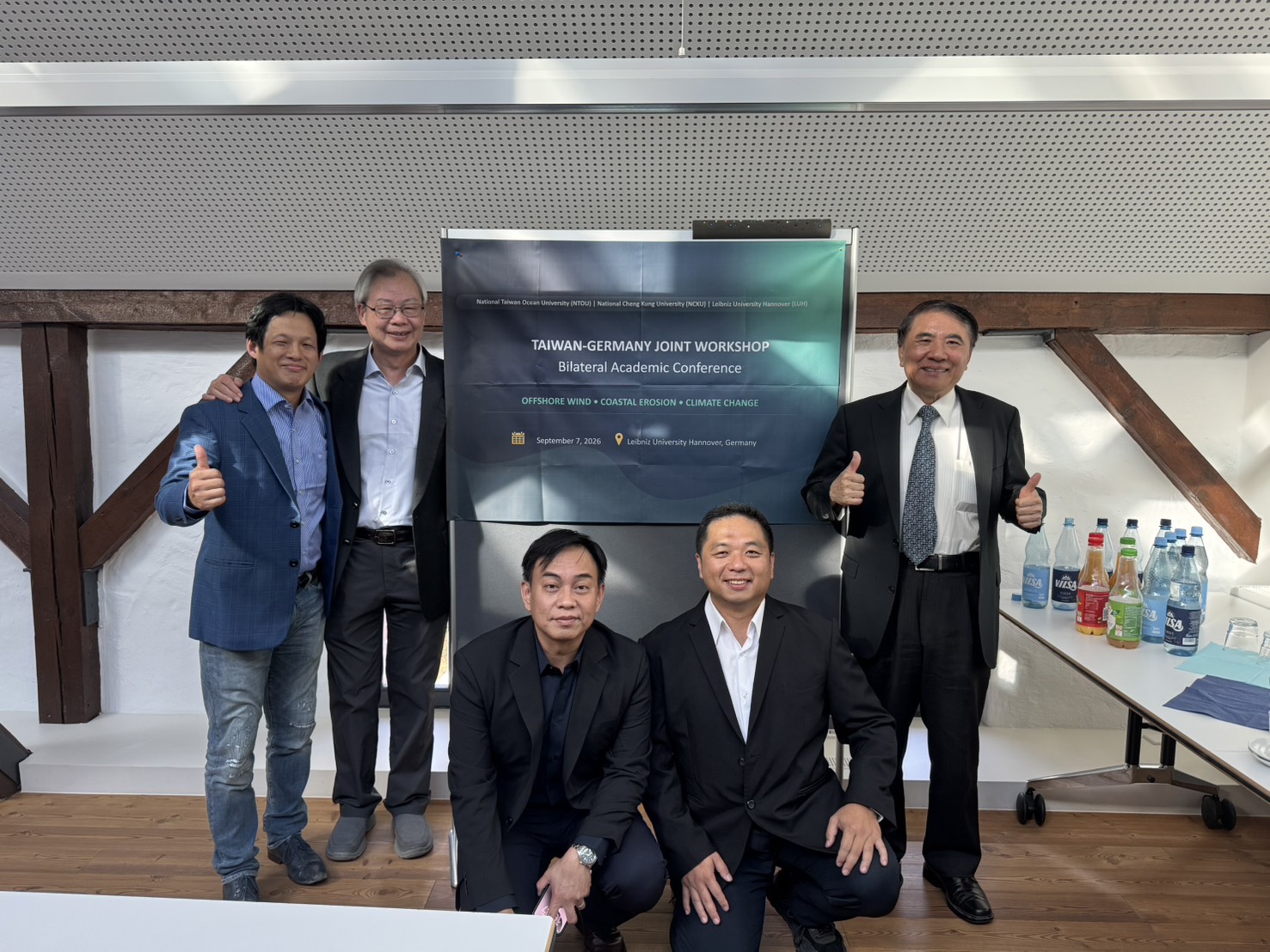 2026/9/7許泰文校長率隊赴德國與漢諾威大學舉辦台德聯合研討會；9/10拜訪聯邦水利工程研究院。